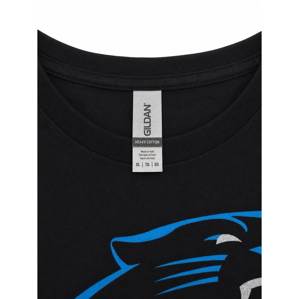 Carolina Panthers NFL Logo Black Gildan Heavy Cotton T-Shirt Adult XL - Picture 2 of 7